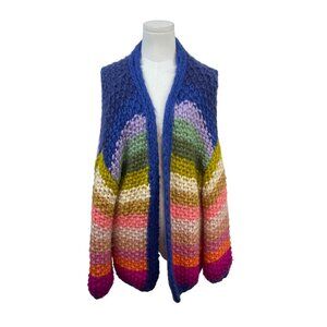 Frnch Paris Women's Multicolor Hand-Knit Striped Open-Front Vest One Size